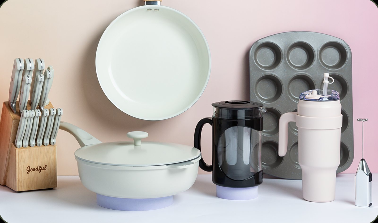 A family of Epoca products across cookware, bakeware, coffee and drinkware