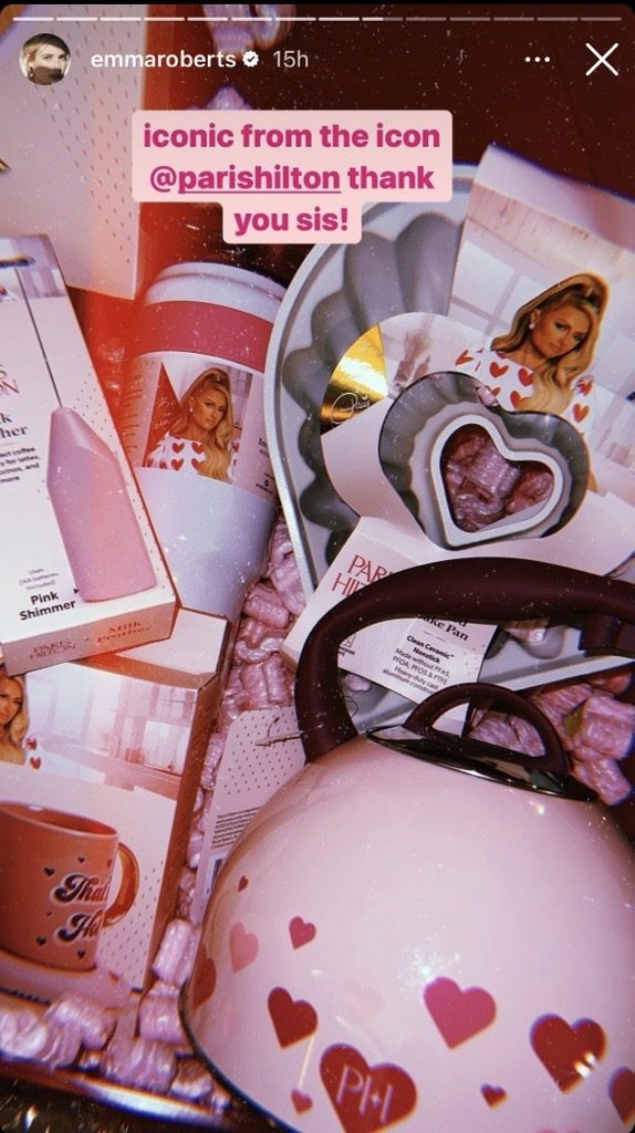 Emma Roberts public story with the Paris Hilton trunk