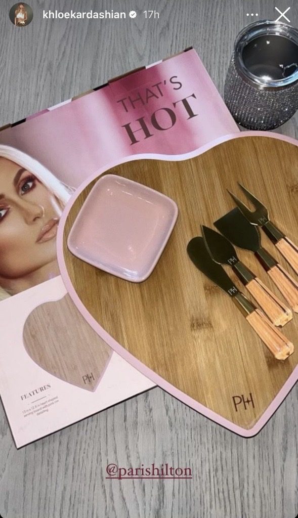 Khloe Kardashian's public story featuring Paris Hilton product